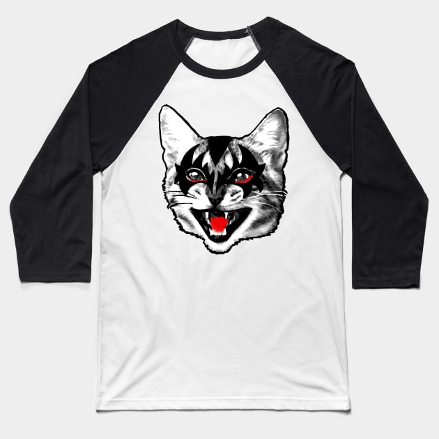 Rock Star Cat 2 Baseball T-Shirt by Roberto Jaras Lira